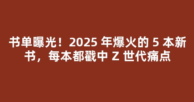 书单曝光！2025 年爆火的 5 本新书，每本都戳中 Z 世代痛点-第1张图片-首页